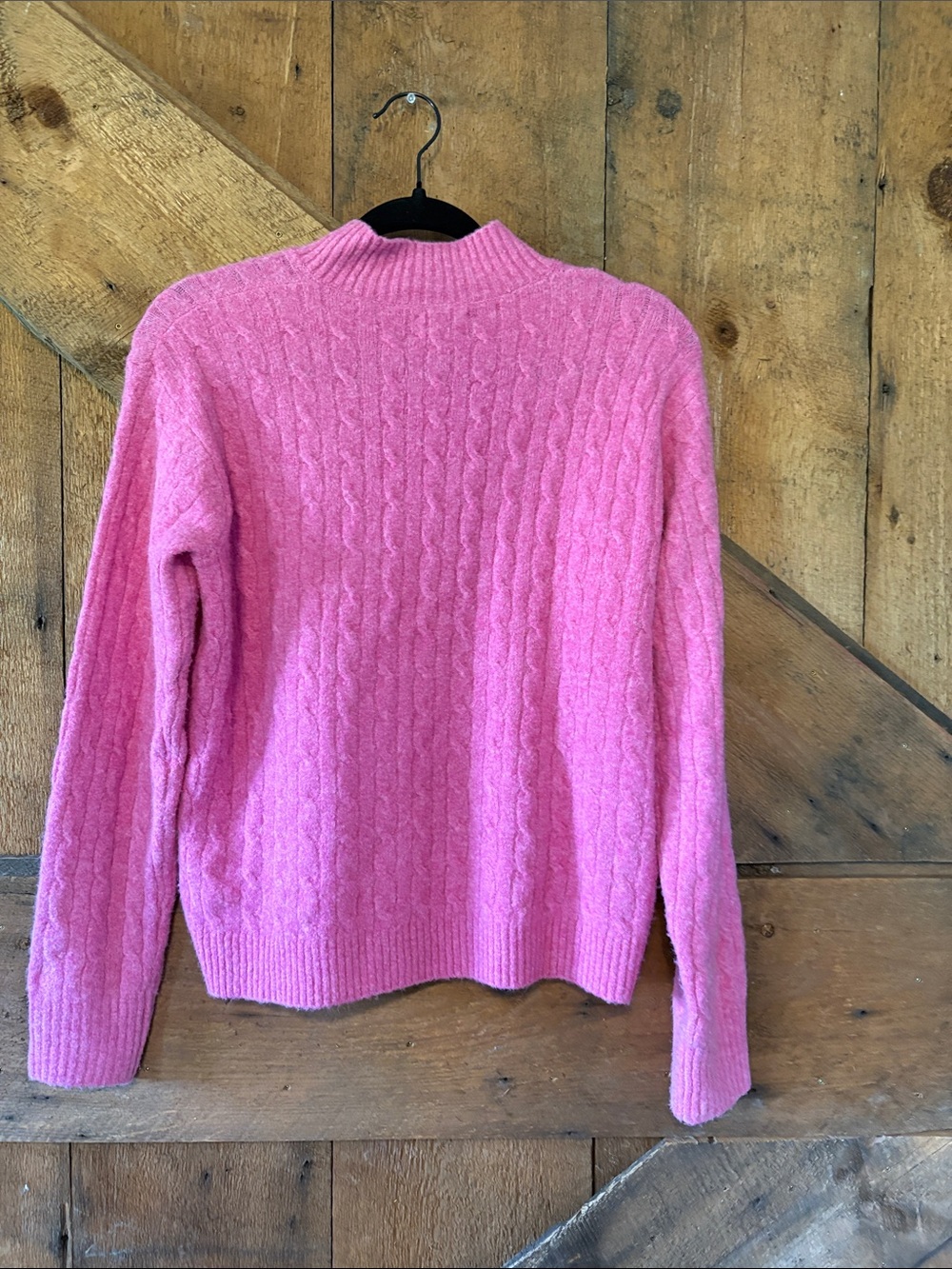 J. Crew Factory Pink Cable Knit Mock Neck Sweater BU741 Medium Womens - Picture 4 of 7